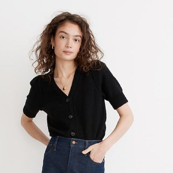 Madewell Short sleeve cardigan sweater in Electric Pink knit cotton Small - Picture 3 of 7